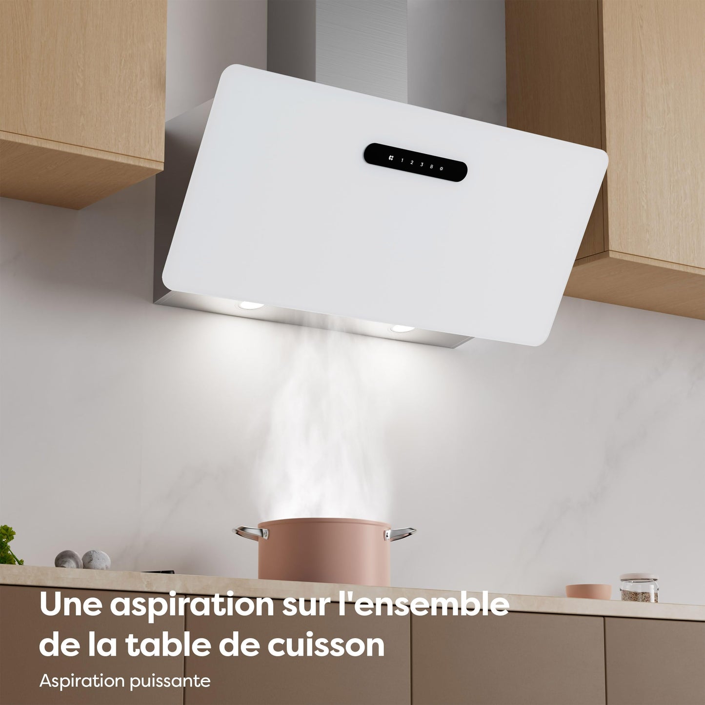 CIARRA CBCW9736K Hotte Aspirante Inclinée 90 cm 650m³/h - Classe A+++ - Filtre à Charbon Inclus - Commande Tactile- 3 Vitesses et Fonction Boost - LED Dimmable