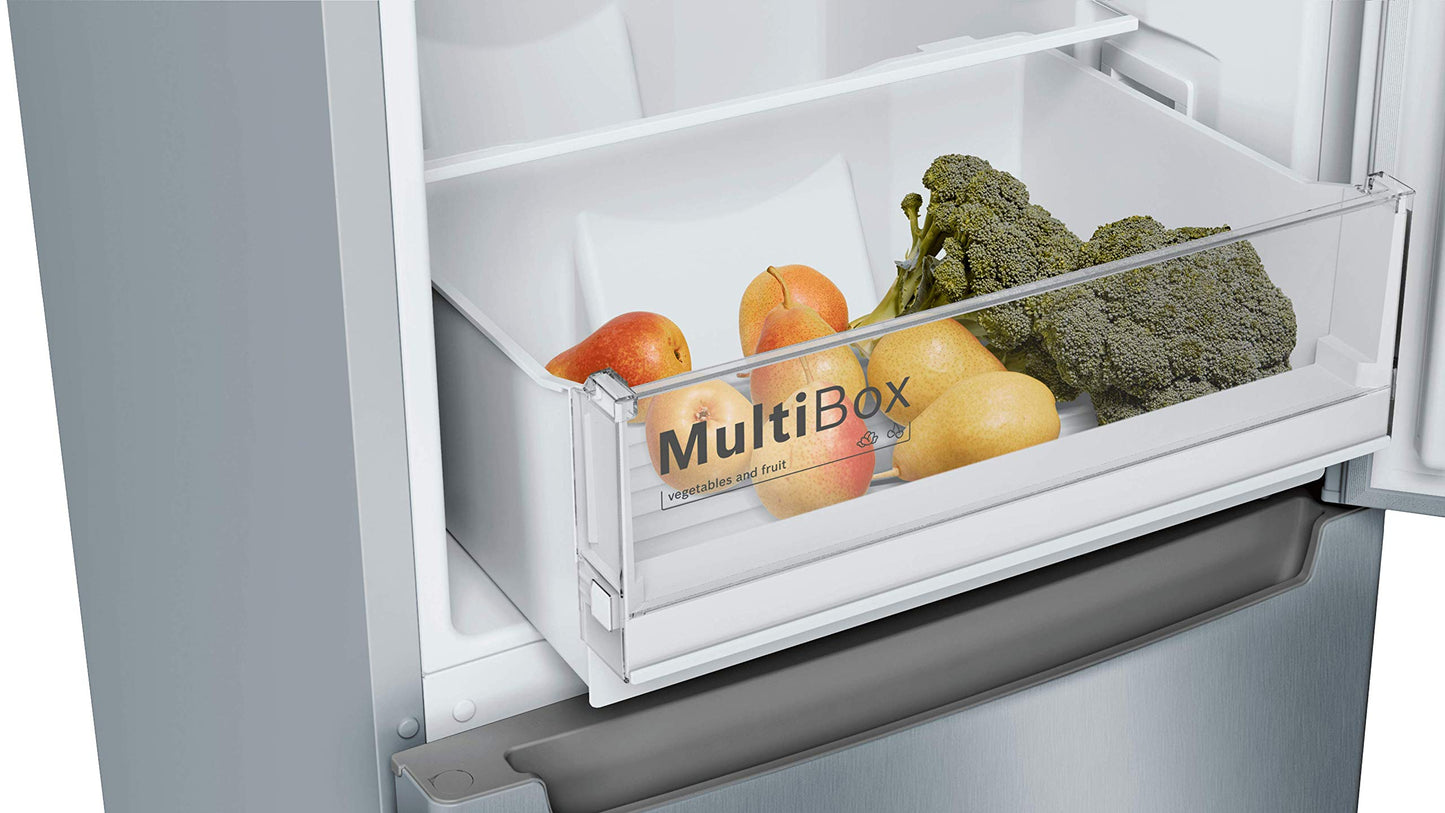 Bosch KGN33NLEB Série 2 Réfrigérateur combiné pose-libre - 282L - L 60cm x H 176cm - Inox