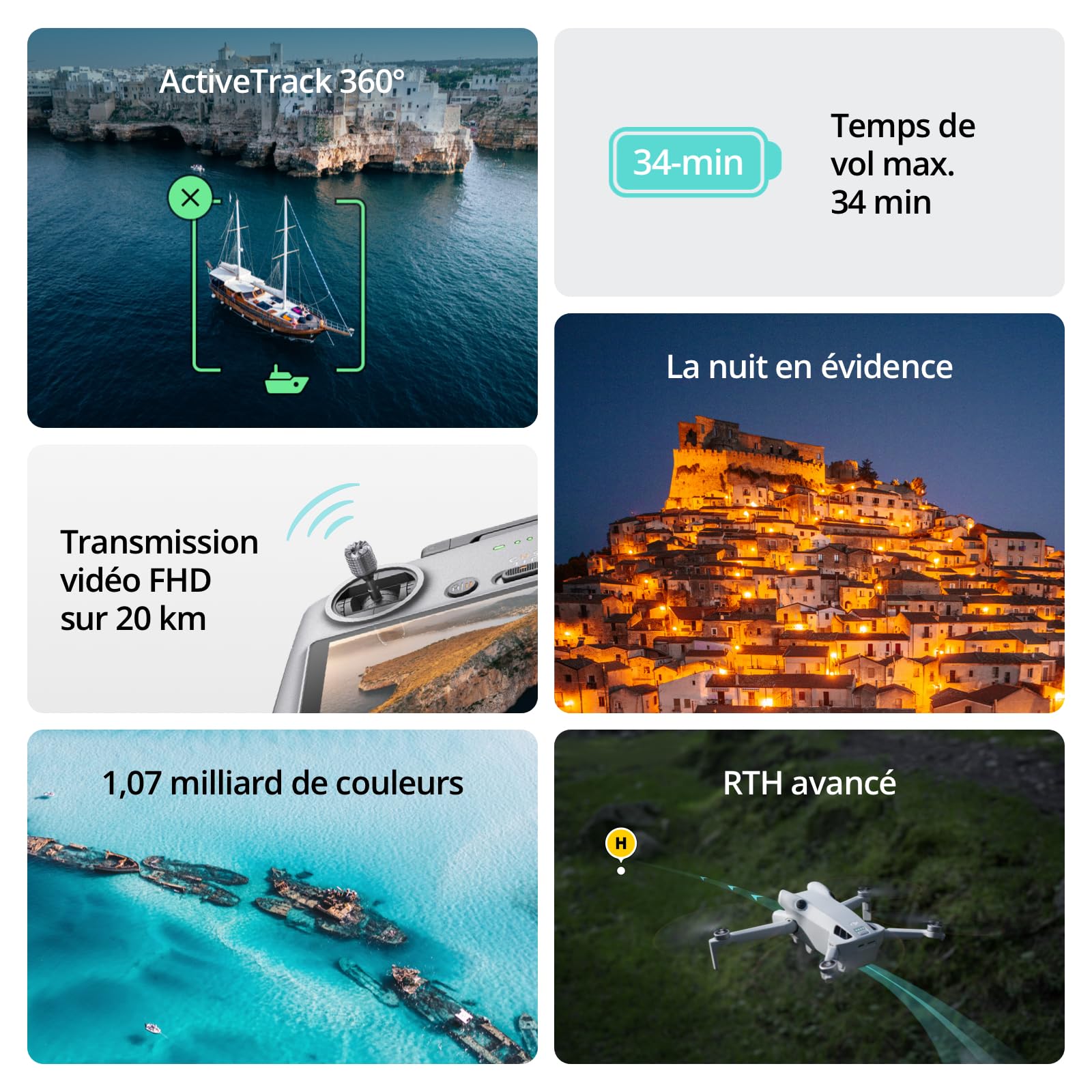 DJI Mini 4 Pro (DJI RC 2), Mini Drone Pliable avec Caméra 4K pour Adultes, Moins de 0,549 lb/249 g, Temps de Vol 34 min, Transmission Vidéo 20 km, Détection Omnidirectionnelle, C0