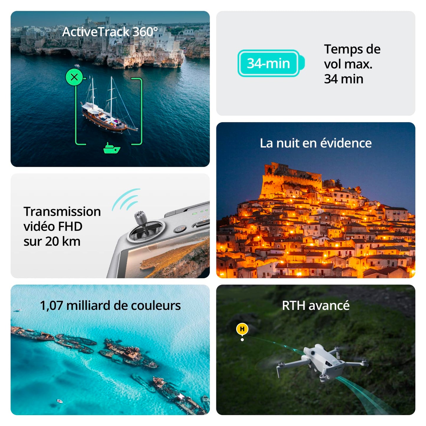 DJI Mini 4 Pro (DJI RC-N2), Mini Drone Pliable avec Caméra HDR 4K pour Adultes, Moins de 0,549 lb/249 g, Temps de Vol 34 min, Distance de Transmission Vidéo max. 20 km, Klasse-C0