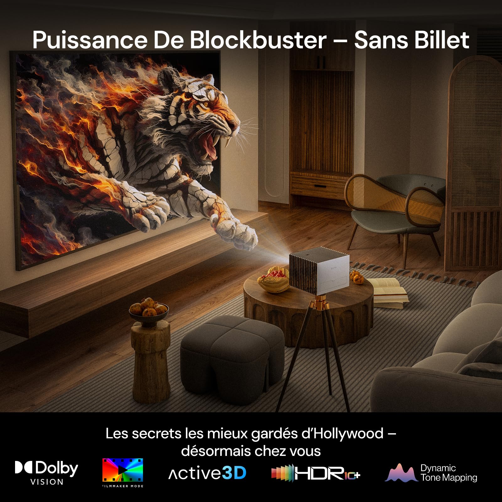 Valerion VisionMaster Pro Vidéoprojecteur Laser Triple 4K, 2500 ISO Lumens, Contraste 15000:1, Zoom Optique 0,9-1,5X, IMAX Enhanced, HDR10+, Faible Latence 4ms, Compatible Smart Homekit