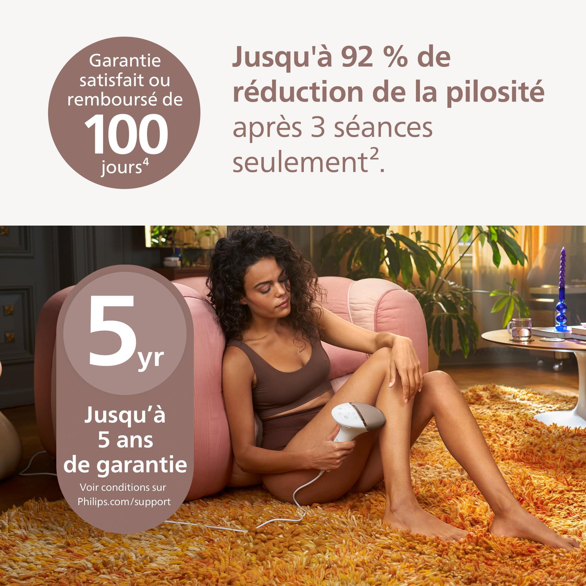 Philips Lumea série 8000, Épilateur à lumière pulsée, alternative à l'épilation laser, technologie SenseIQ, 4 accessoires pour le corps, le visage, le maillot et les aisselles, modèle BRI948/00
