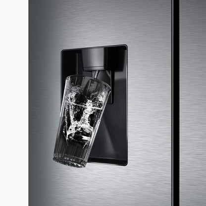Hisense RF632N4WIE Réfrigérateur congélateur à porte française, NoFrostPlus, compresseur inverter, distributeur d'eau, CrispZone, 200 cm, partie réfri