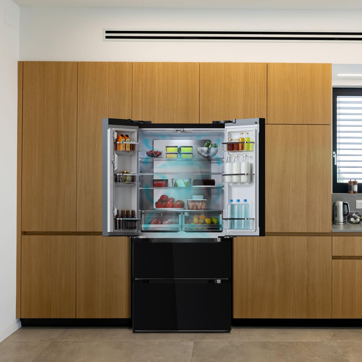 Cecotec Refrigerator French Door Dark 510 L Bolero CoolMarket FD 510 Dark E. 183 cm High, 84 cm Wide, Motor Inverter Plus, Fast Cooling and Fast Freezing, MultiAirFlow, Total NoFrost