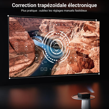HAPPRUN H11 Projecteur Compatible avec Netflix, Vidéoprojecteur Portable avec Haut-Parleur Intégré, Mini Retroprojecteur Compatible Smartphone/WiFi 6/TV Stick/PS5 pour Maison, Chambre, Extérieur