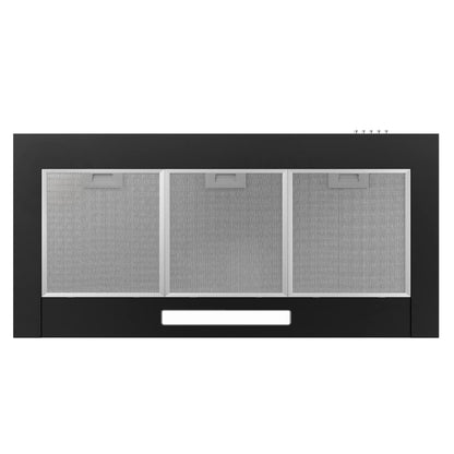 Ciarra CBCB9201 Hotte Aspirante 90 cm - Classe A++ - 370m³/h - 3 Vitesses - Recyclage ou Evacuation - Cheminée Extensible - Filtres à Charbon INCLUS - Noir