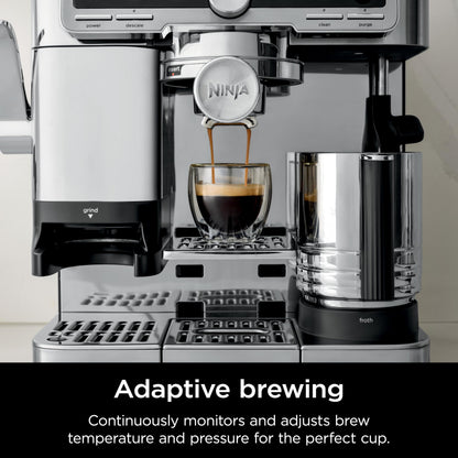 Ninja Luxe Café Pro Series, Espresso Machine, Drip Coffee, Cold Brew, Hot Water, Integrated Tamper, Built-in Grinder, Hands-Free Frother for Cappuccin