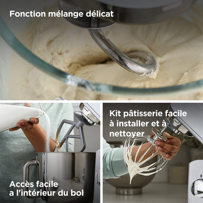 Robot pâtissier Kenwood kMix KMX750BK - bol 5 litres - 6 vitesses - 3 accessoires - noir