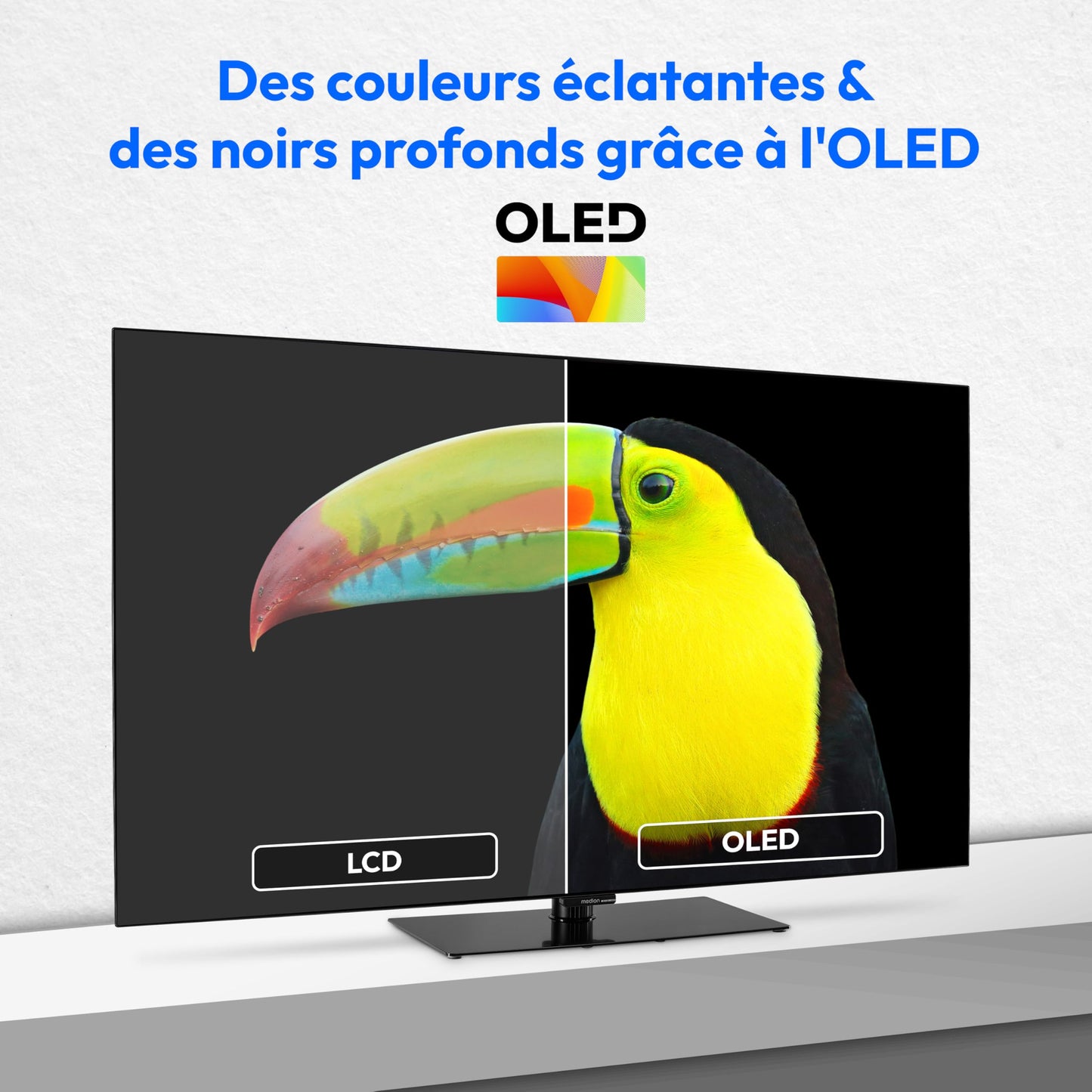 MEDION TV OLED 138,8 cm (55") (TiVo, Smart-TV, Dolby Vision HDR, Caisson de Basses, MEMC, Micro Dimming, Portail TiVo, Prime Video, Disney+, Dolby Atm