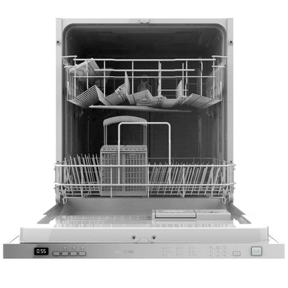 Cecotec Lave-vaisselle Intégrable 60cm Bolero Aguazero 6110 Full-BI. 1850W, 12 Couverts et 7 Programmes, Fonction Demi-charge, Programme 3 en 1, Départ Différé, Dry+ et KidBlock, Panier à Couverts.