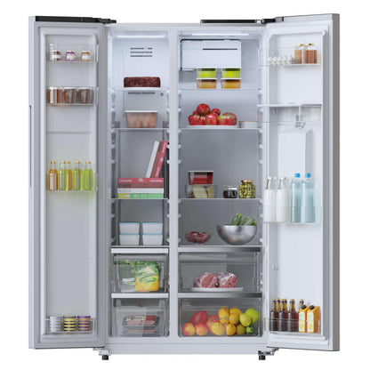 Cecotec Réfrigérateur Américain de 559 Litres Bolero CoolMarket SBS 562 Inox D. 177 cm de Hauteur et 90 cm de Largeur, Classe D, Système Multi Air Flow, No Frost Total, Moteur Inverter Plus