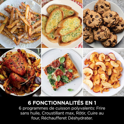 NINJA Double Stack XL Friteuse sans huile, friteuse verticale à 2 tiroirs, 4 niveaux cuisson, 2 tiroirs et 2 grilles, design compact, capacité de 9,5L, 6 fonctions de cuisson, 8 portions, gris SL400EU