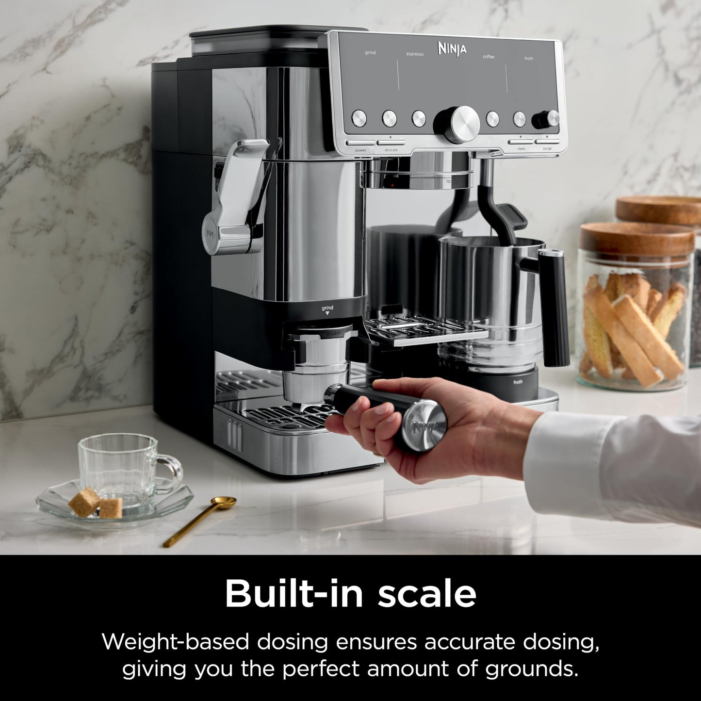 Ninja Luxe Café Pro Series, Espresso Machine, Drip Coffee, Cold Brew, Hot Water, Integrated Tamper, Built-in Grinder, Hands-Free Frother for Cappuccin