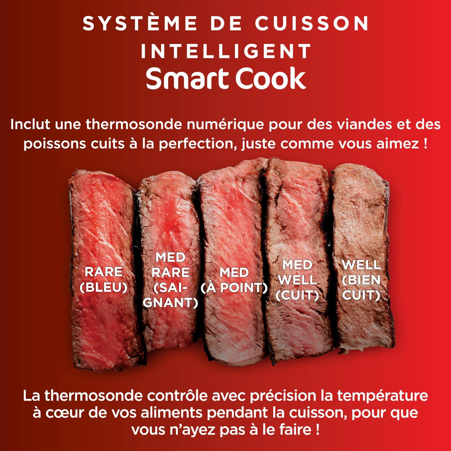 Ninja MAX 6-en-1 Grill d’intérieur et friteuse sans huile, 6 modes, cuit jusqu’à 6 hamburgers, capacité 3,8 l, faible dégagement de fumée, thermomètre à viande numérique inclus, Gris/Argent, DG551EU