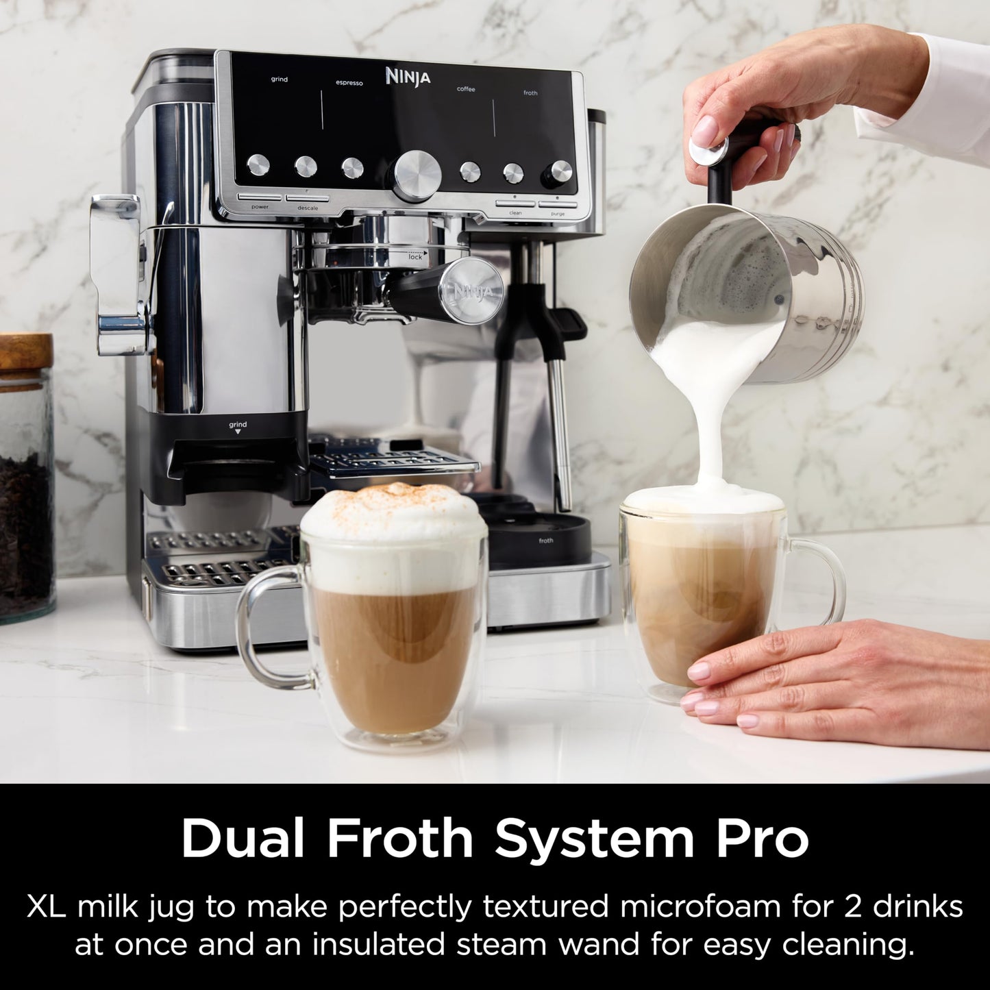 Ninja Luxe Café Pro Series, Espresso Machine, Drip Coffee, Cold Brew, Hot Water, Integrated Tamper, Built-in Grinder, Hands-Free Frother for Cappuccin