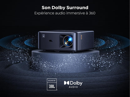 Videoprojecteur 4K avec Son JBL, Google TV 11.0, YABER Projecteur Video WiFi 6 Bluetooth 5.2, K2s Retroprojecteur Portable 20W Haut-Parleurs, Full HD