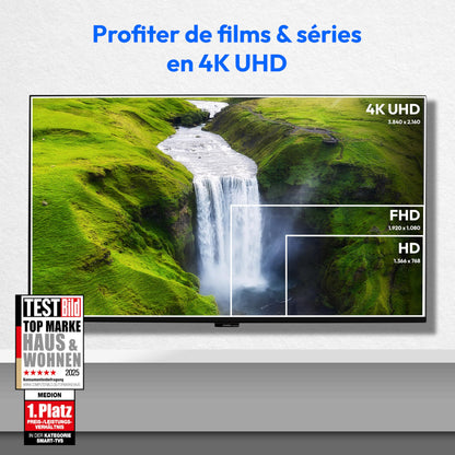 MEDION TV OLED 138,8 cm (55") (TiVo, Smart-TV, Dolby Vision HDR, Caisson de Basses, MEMC, Micro Dimming, Portail TiVo, Prime Video, Disney+, Dolby Atm