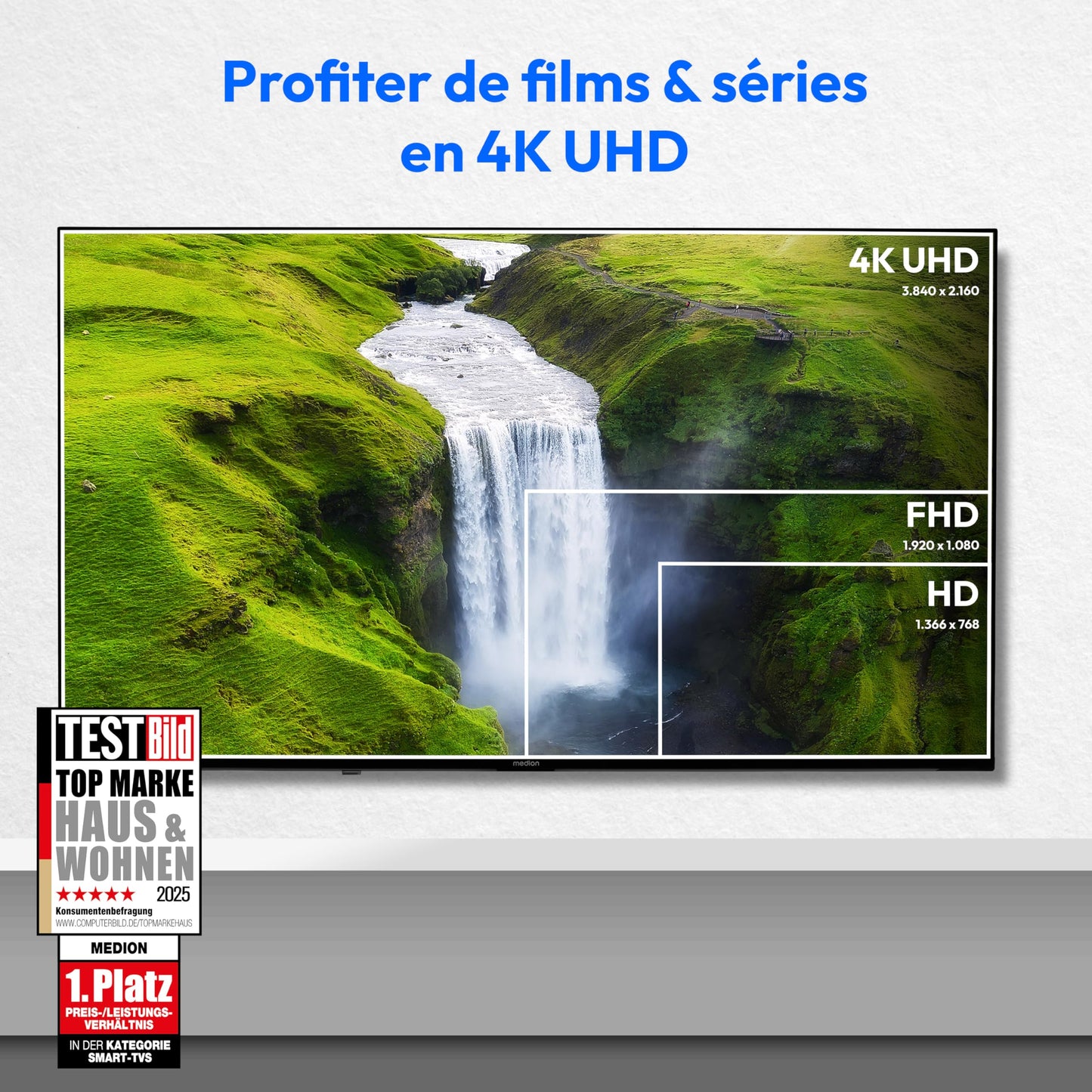MEDION TV 55 Pouces (138,8 cm) QLED Television (Smart TV, 4K, Dolby Vision HDR, Prime Video, Disney+, Dolby Atmos, DTS X, Compatible avec Google TV, P